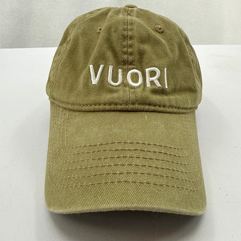 Vuori Dad Hat Unisex OS Olive Green Embroidered Logo Adjustable Strap Back Cap